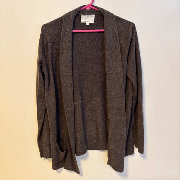 Debbie Morgan Long Sleeve Open Front Shawl Cardigan Sweater Grey Brown Size L - Picture 1 of 2